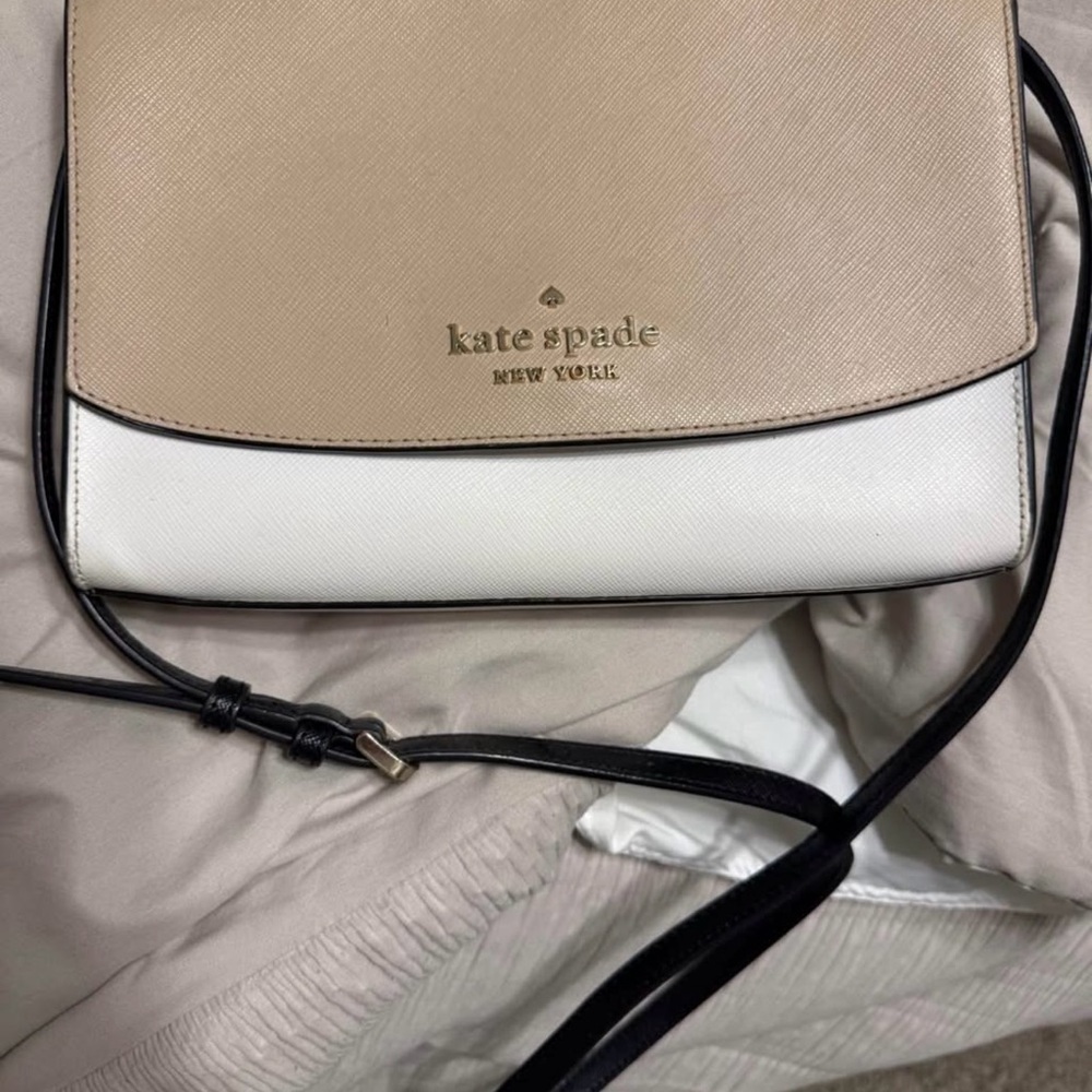 kate spade Tan and White Crossbody Bag